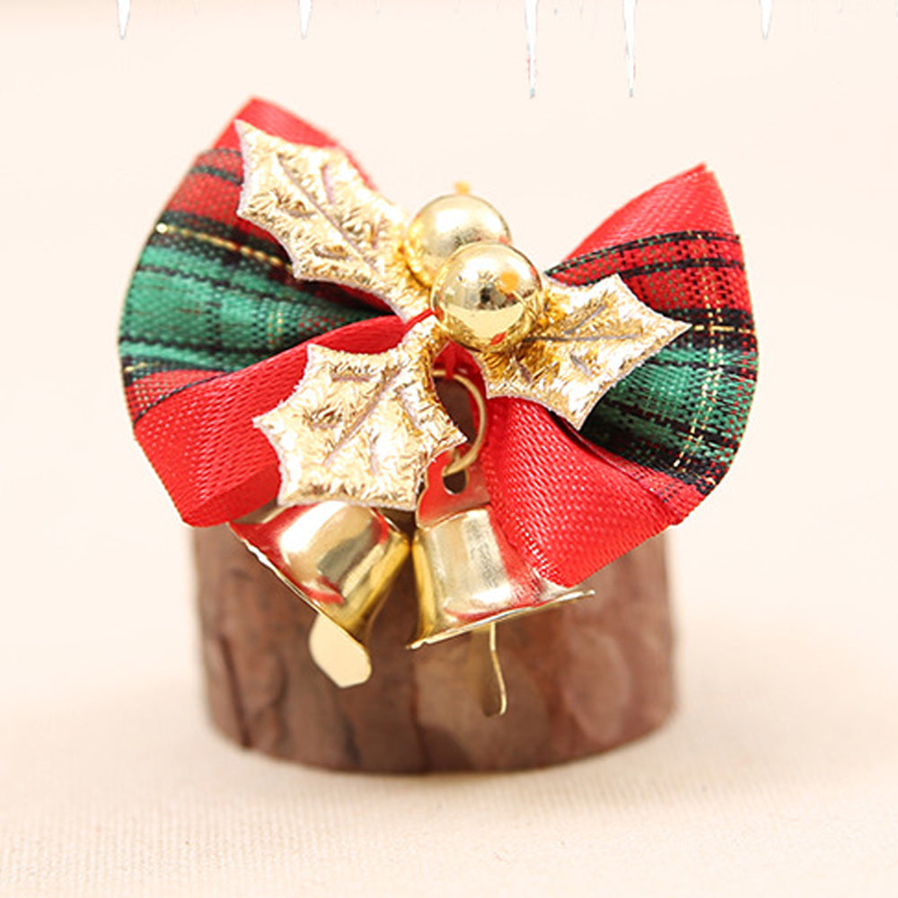 40Pcs Christmas Bows with Bells Christmas Tree Ornament Xmas Party Decor