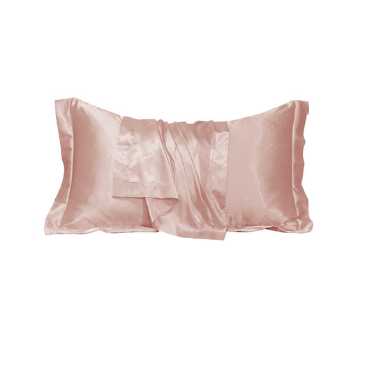 48x74cm Smooth Satin Pillowcase Solid Color Soft Bedding Pillow Cover Pink