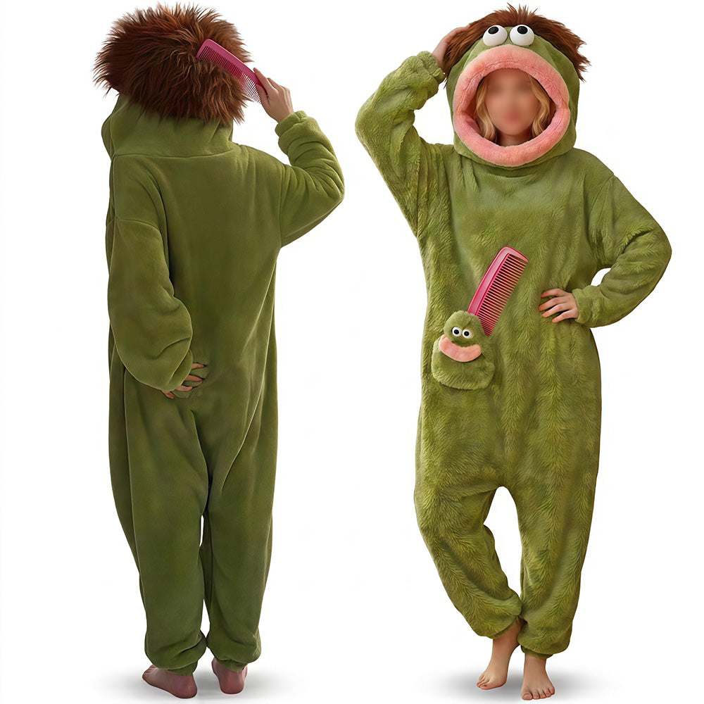 Monster Onesie Big Mouth Monster Onesie Soft Plush Loungewear for Sleeping-Green