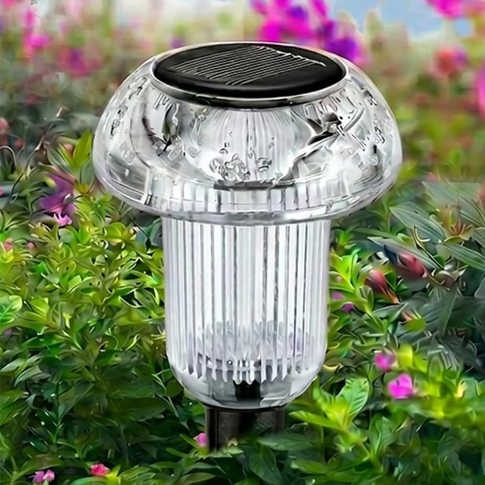 4 Piece Solar Mushroom Rhinestone Ground Stake Lights - White