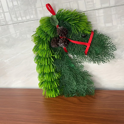 Artificial Horse Head Shaped Christmas Wreath for  Wall Decor - Style1
