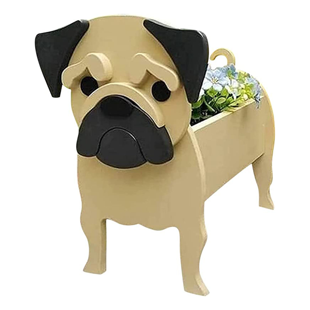 Cute Animal PVC Garden Dog Flower Planter Plant Pots For Outdoor Decoration-Pug