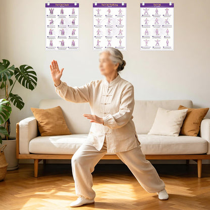 4 Pack 21x30cm Tai Chi Yoga Exercise Posters
