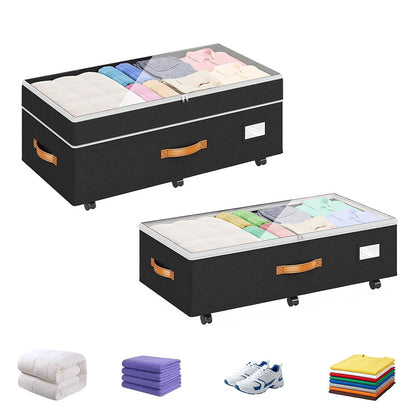 Large Capacity Under Bed Storage with Wheels Lid Handle