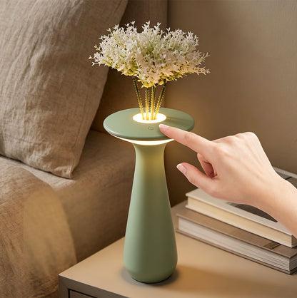 Rechargeable Vase Table Night Light with Warm Dimmable Glow - Green