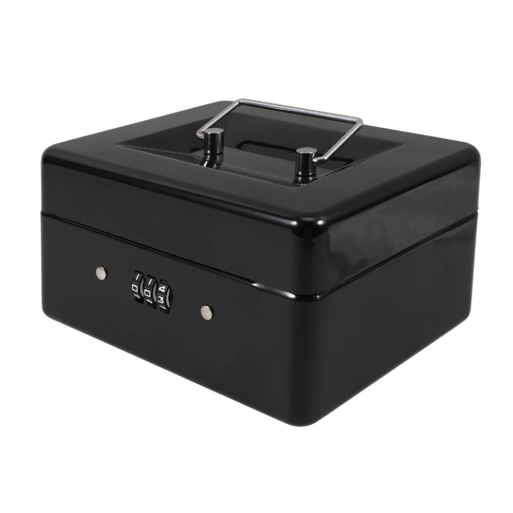 Lockable Cash Box Deposit Petty Cash Money Box with Code Lock Security Safe-Black