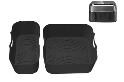 Air Fryer Silicone Liners for Philips Dual Basket Airfryer 3000 Series NA350 -Black