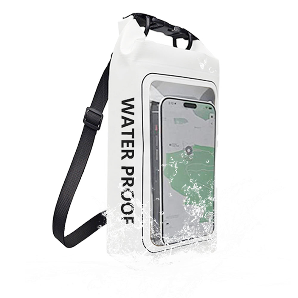 Water Resistant Dry Bag Roll Top Crossbody Shoulder Bag with Phone Pouch White