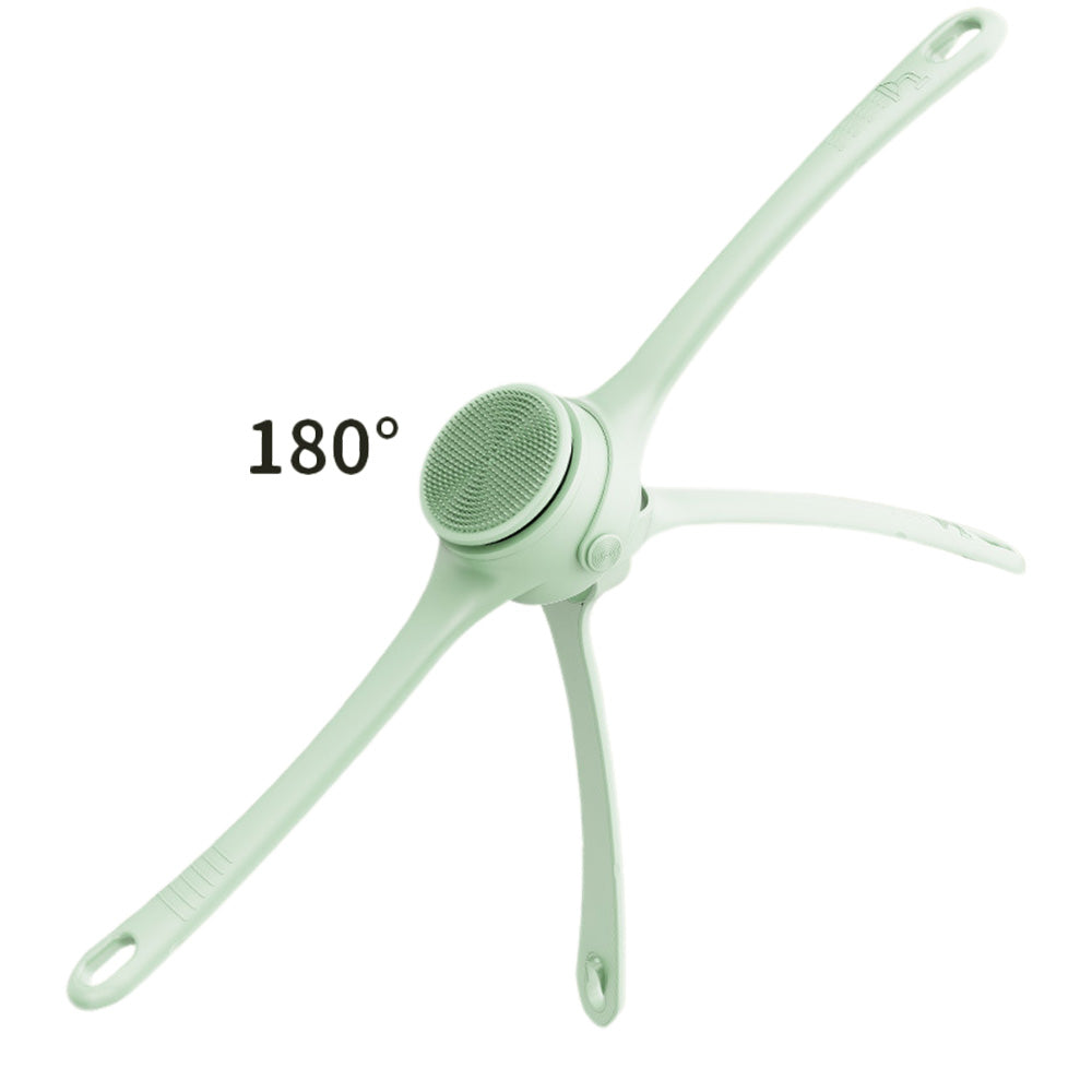 Electric Body Back Scrubber for Shower Dual Handle Bath Brush for Exfoliating Massage Green