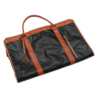 Water-Resistant Garment Duffle Bag Duffle Bag PU Leather Travel Bag -Black