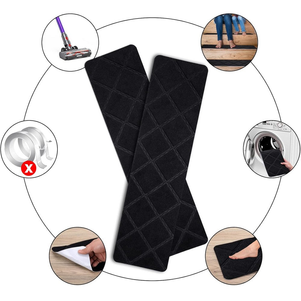 8Pcs Stair Treads for Wooden Steps Non-Slip Stairs Runner for Elders and Pets-Black
