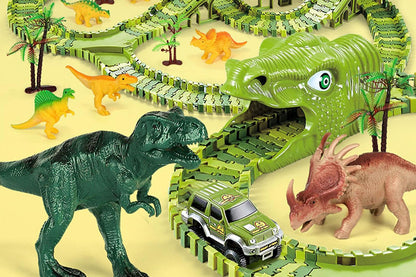 Dinosaur Track Toys Dinosaur Race Car Track DIY Puzzle Building Set