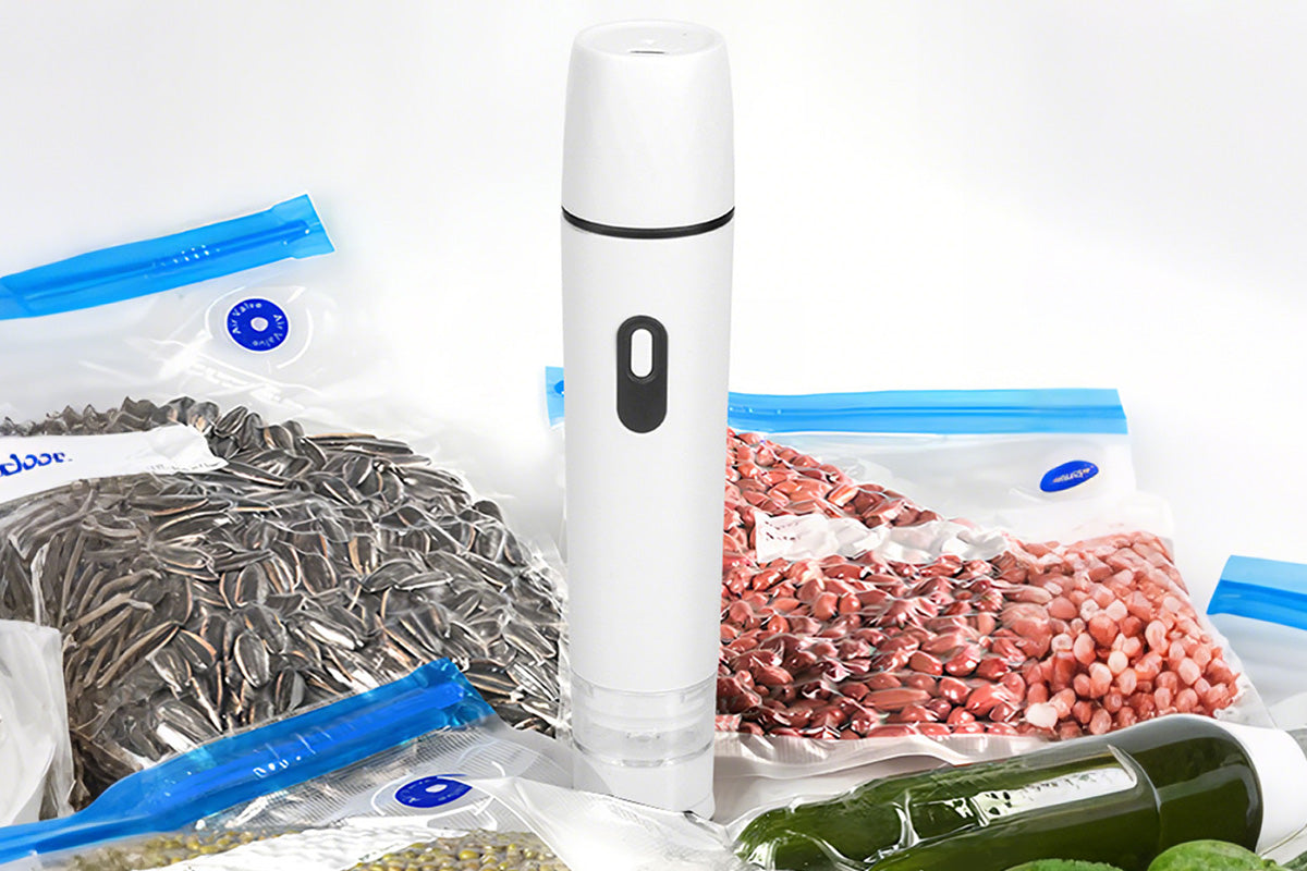Compact Food Vacuum Sealer with 15 Reusable Vacuum Bags