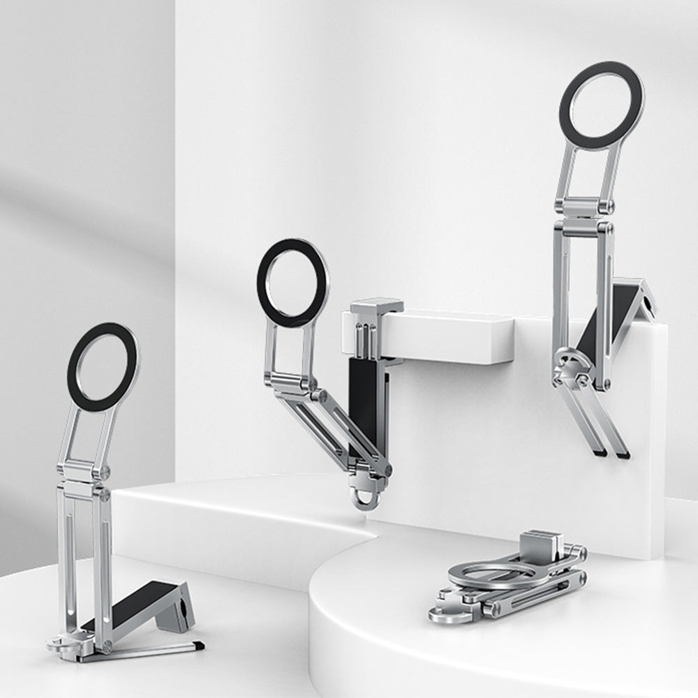 360 Degree Rotating Tripod Adjustable Aluminum Magnetic Phone Tripod for Android iPhone 12 to 17-Silver