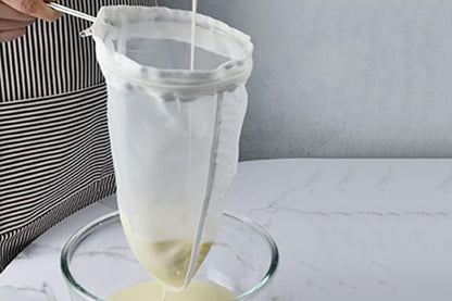 Reusable Mesh Filter Bags with Stainless Steel Handle Frame for Nut Milk Coffee
