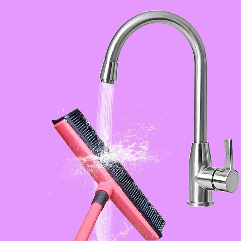 Rubber Broom for Pet Hair Car Windows Cleaning Long Handle Squeegee Red