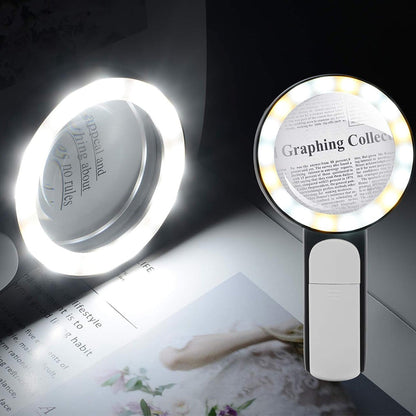 30X Magnification Magnifying Glass Handheld Magnifier with 3-Mode LED Light