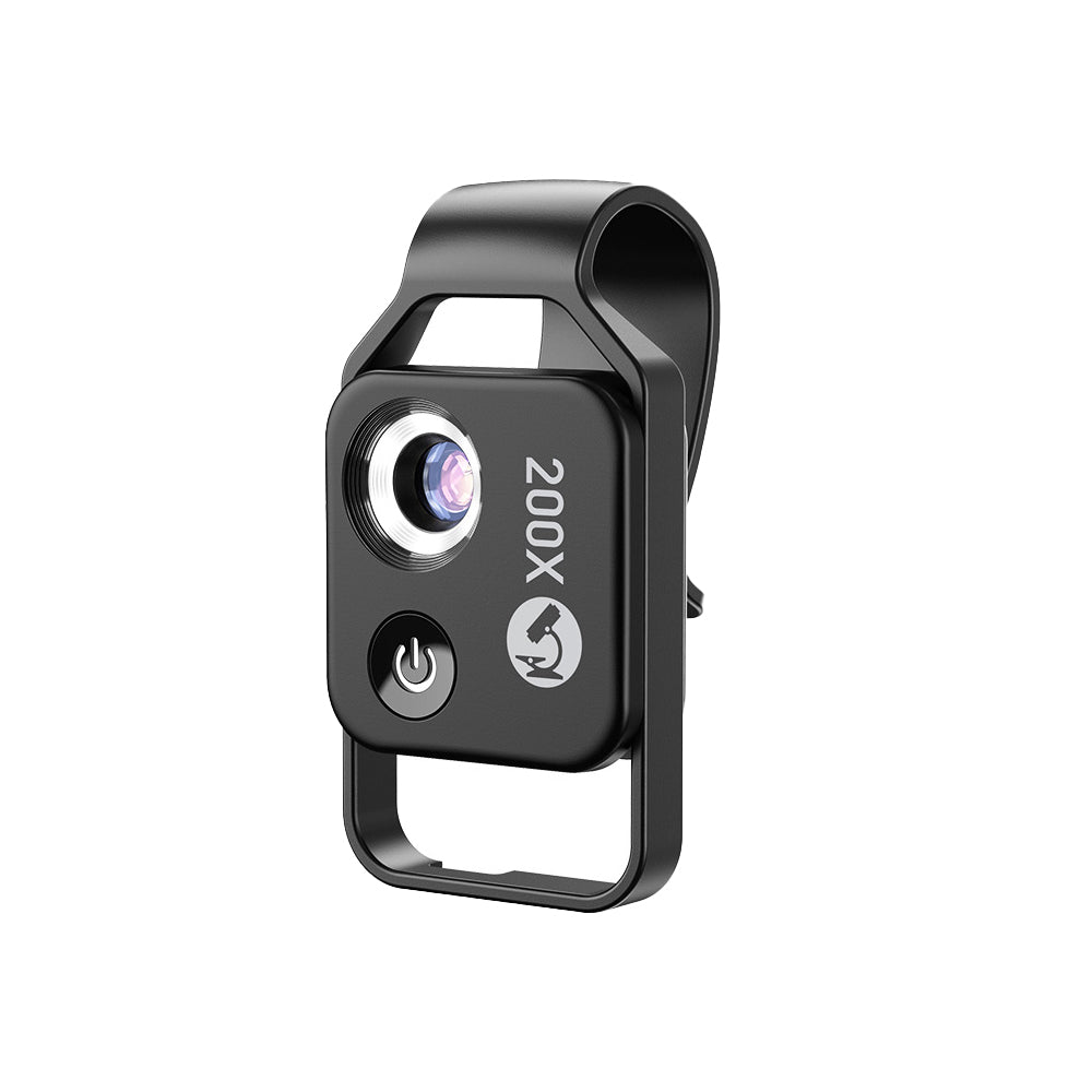 200X Phone Microscope with CPL Lens and LED Light Pocket Microscope for iPhone/Andriod Phone Black