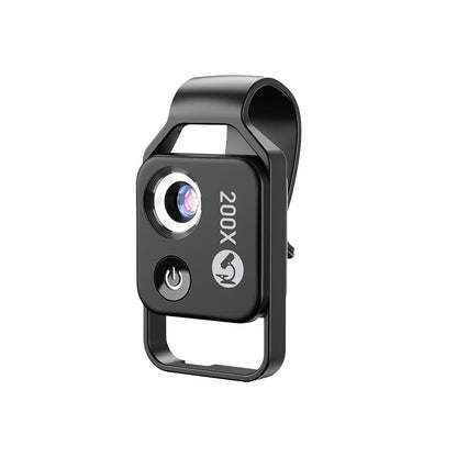 200X Phone Microscope with CPL Lens and LED Light Pocket Microscope for iPhone/Andriod Phone Black