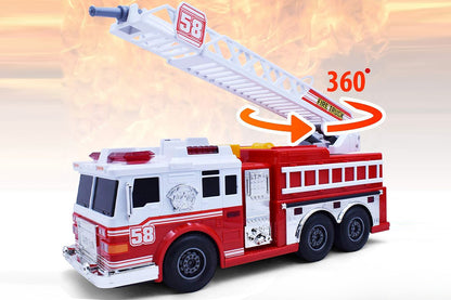 Fire Truck Toys with Water Pump and Rotating Rescue Ladder Big Firetruck Engine