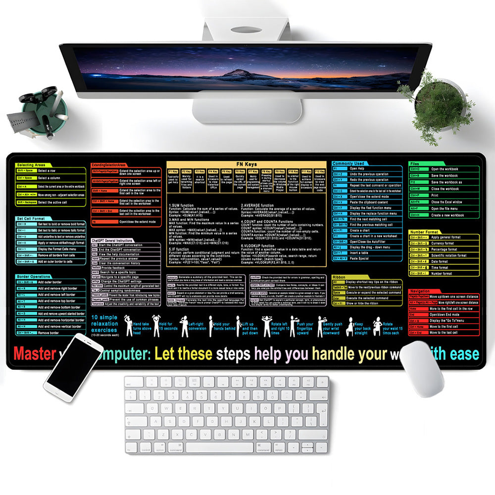 Excel/chatGPT/FN Keys Shortcuts Mouse Pad Keyboard Mat