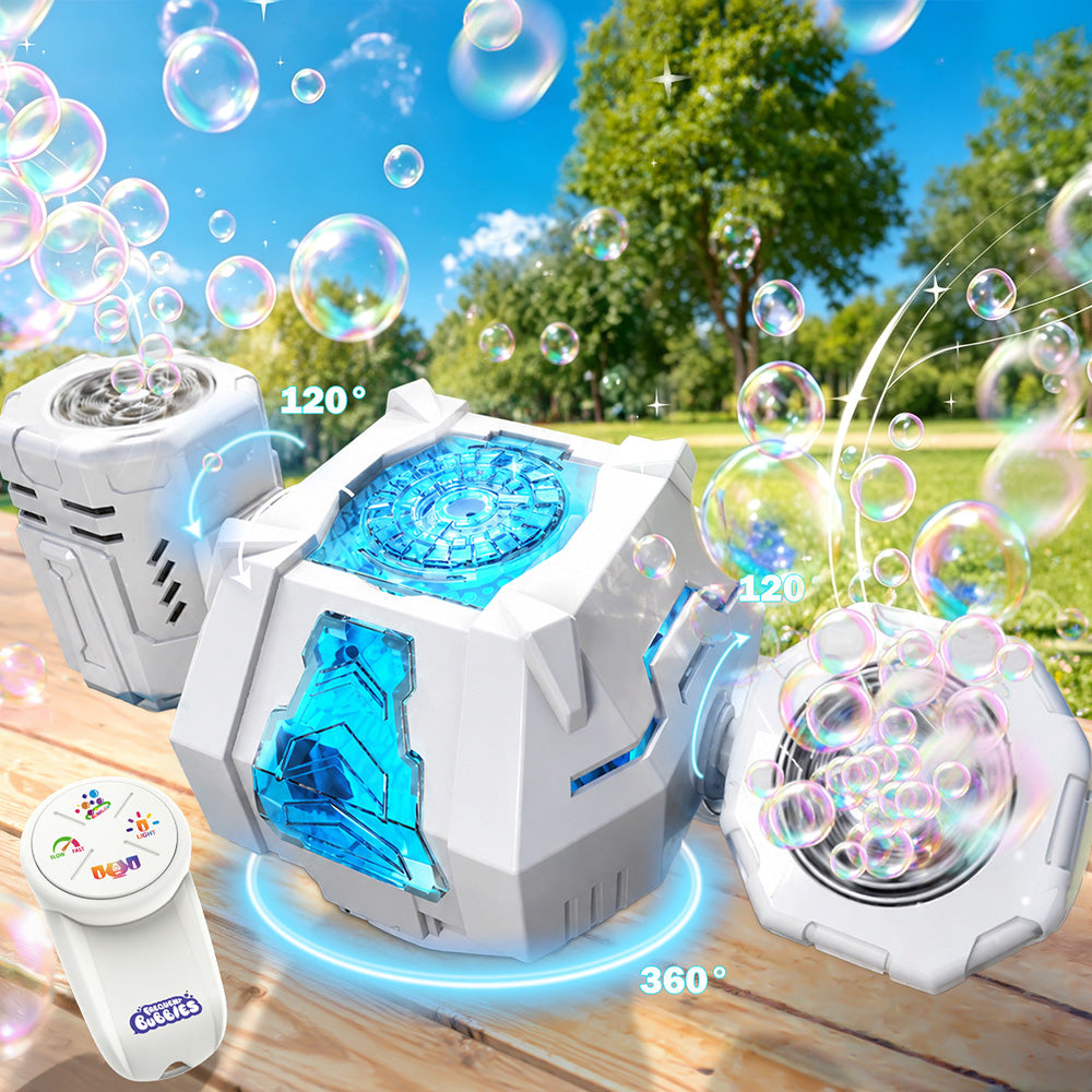 Rechargeable Bubble Machine with RGB Lights - White