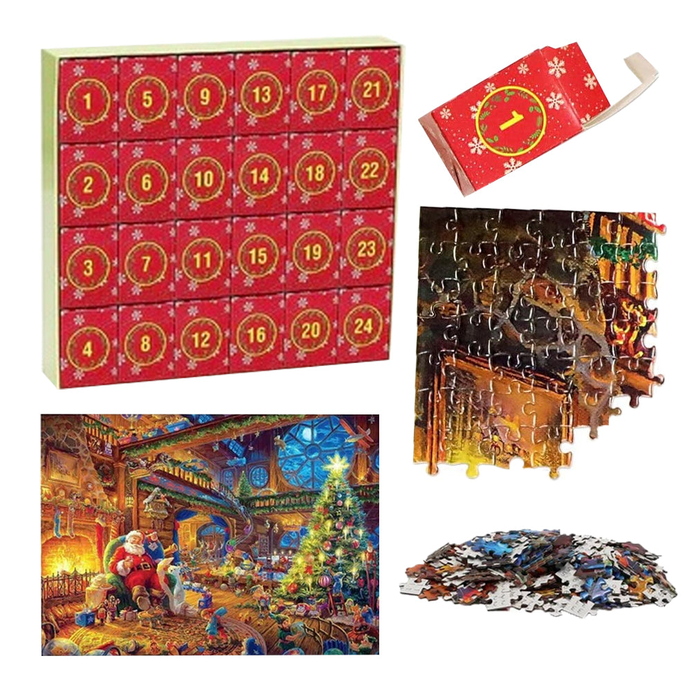 1008Pcs Advent Calendar Jigsaw Puzzles 24 Days Christmas Countdown Puzzles Christmas Gift