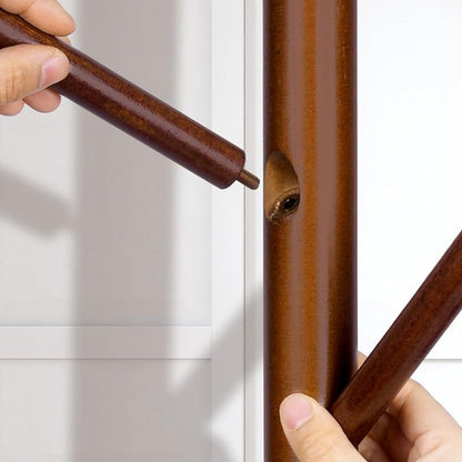 Solid Wood Freestanding Coat Rack with 8 Hooks Tripod Base for Bedroom Entryway-Walnut