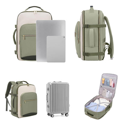 4Pcs Set Travel Luggage Bags 40L Backpack fits 17 inch Laptop with 3 Packing Cubes Green