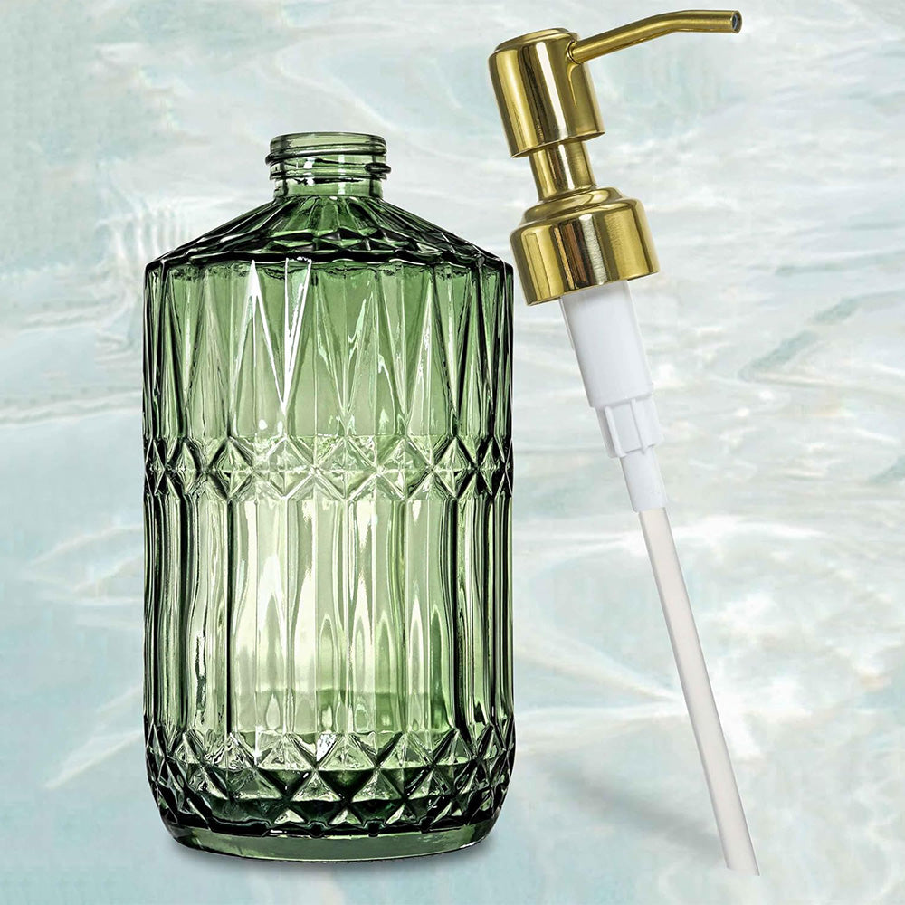 450ml Glass Soap Dispenser for Kitchen Bathroom-Green