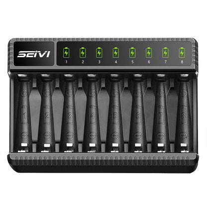 8-Slot Smart Battery Charger with LED Display for 1.2V AA/AAA NiMH Rechargeable Batteries