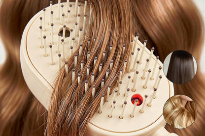 Mist Spray Cushion Comb Electric Steam Hair Brush - Beige