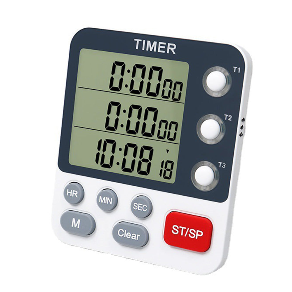 3-Channel Digital Kitchen Timer with Large Display & Loud Alarm