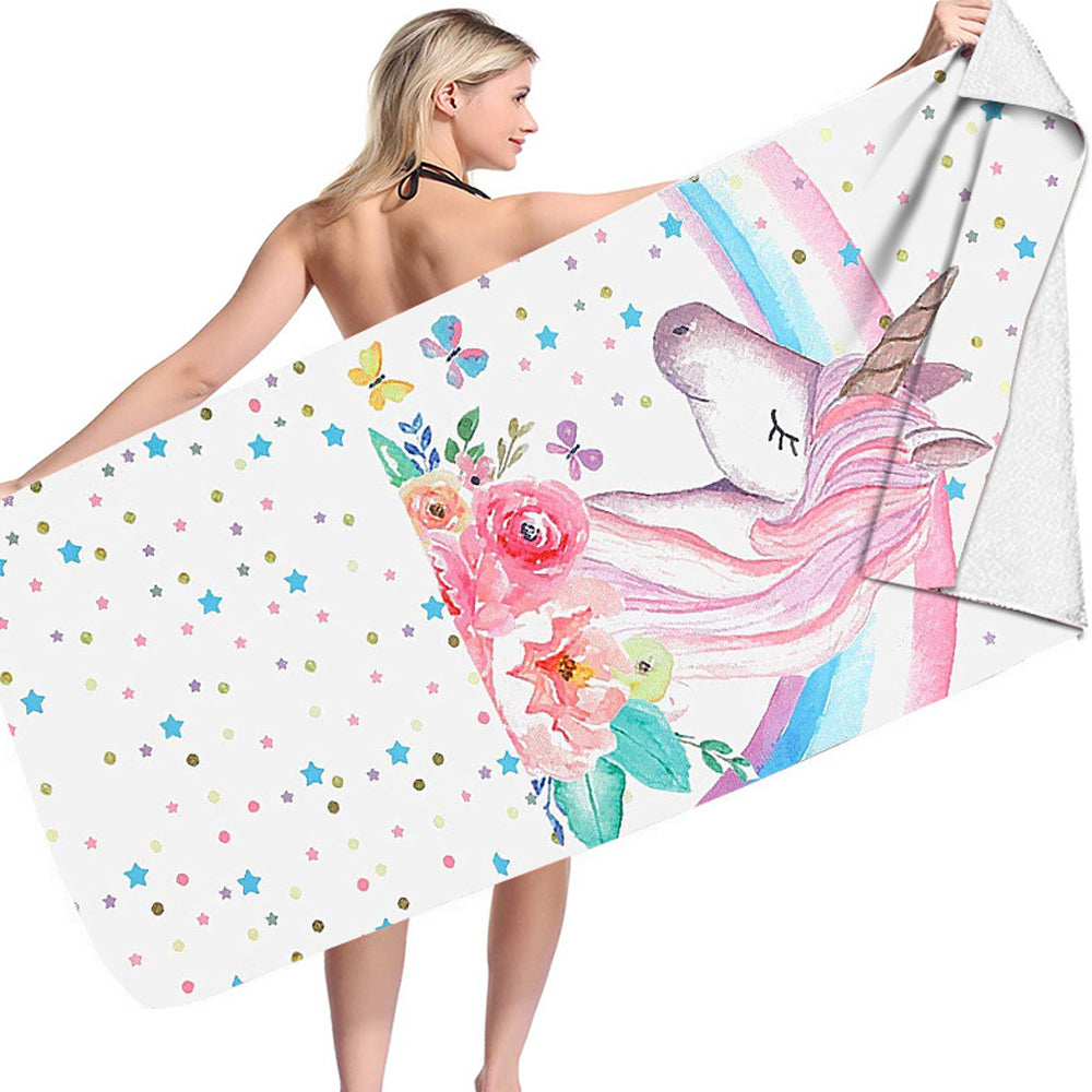 Unicorn Print Beach Towel Soft Microfiber Camping Swimming Towels Style 1
