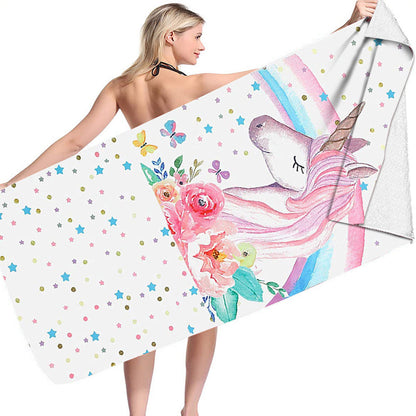 Unicorn Print Beach Towel Soft Microfiber Camping Swimming Towels Style 1