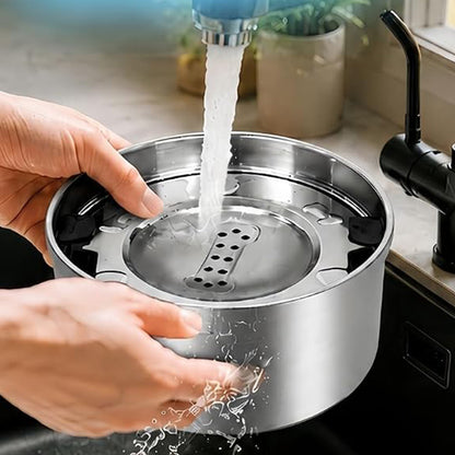 304 Stainless Steel Floating Pet Water and Food Bowl with Removable Plate