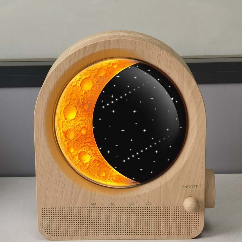 Sunrise Dual Alarm Clock with Moon Lamp Wake Up Light for Bedroom Use