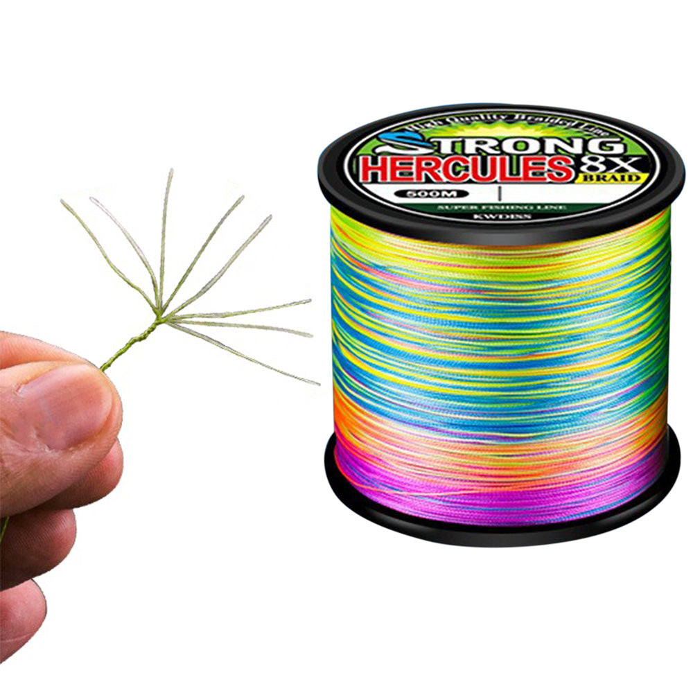 2Pcs 500m Multicolor PE Braided Fishing Line 8 Strands Braid Fishing Line