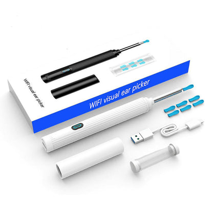 3.5mm Ear Wax Remover Tool Kits WiFi Ear Endoscope Wireless Otoscope with 6 LED Lights -White