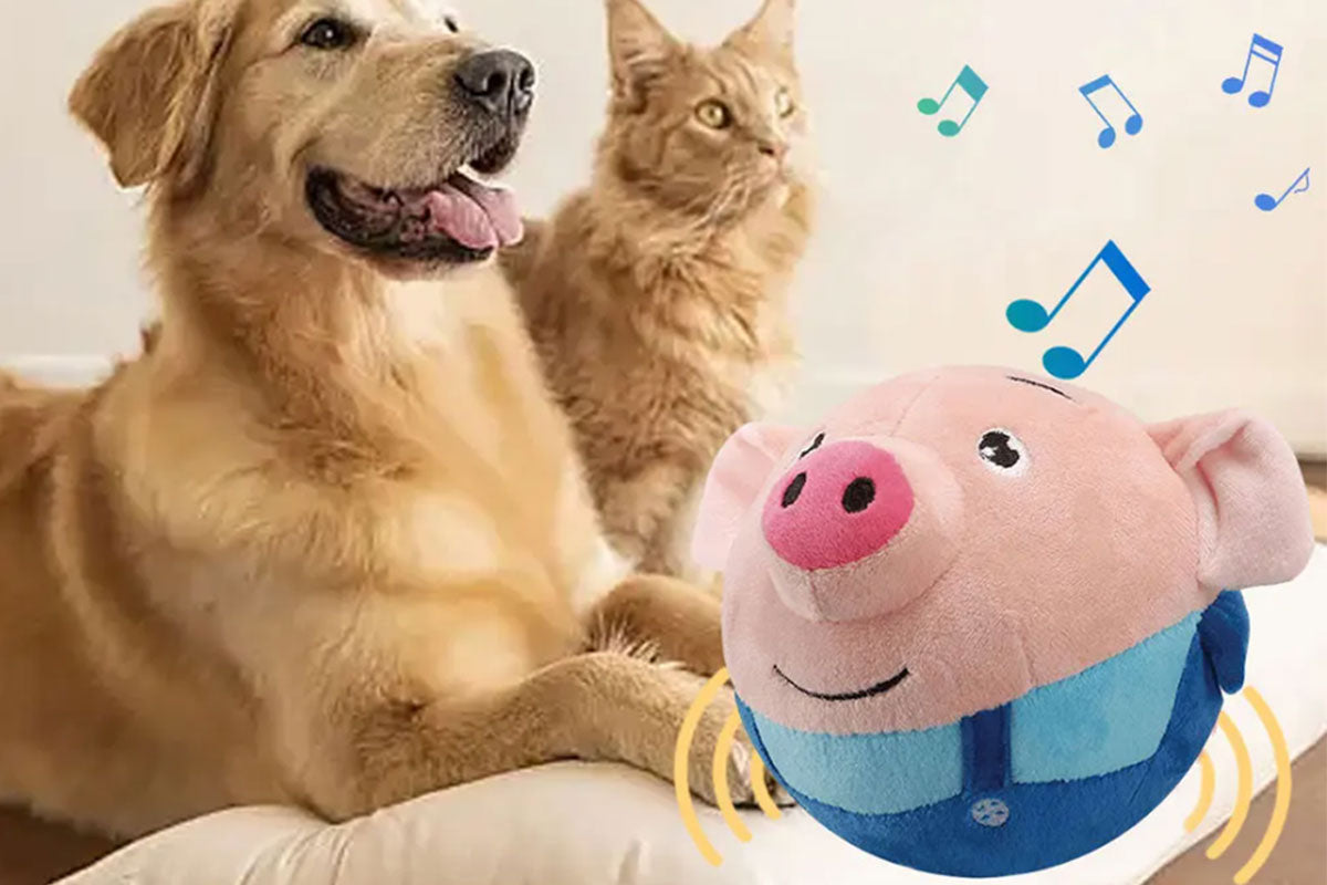 2Pcs Active Moving Pet Plush Toy Interactive Bouncing Ball Sound Electronic Dog Toy-Blue