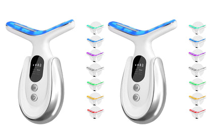 2Pcs  Neck Face Massager 7-in-1 Portable Facial Massager for Enhanced Face Neck and Shoulder Care with Vibrating and Warming Function