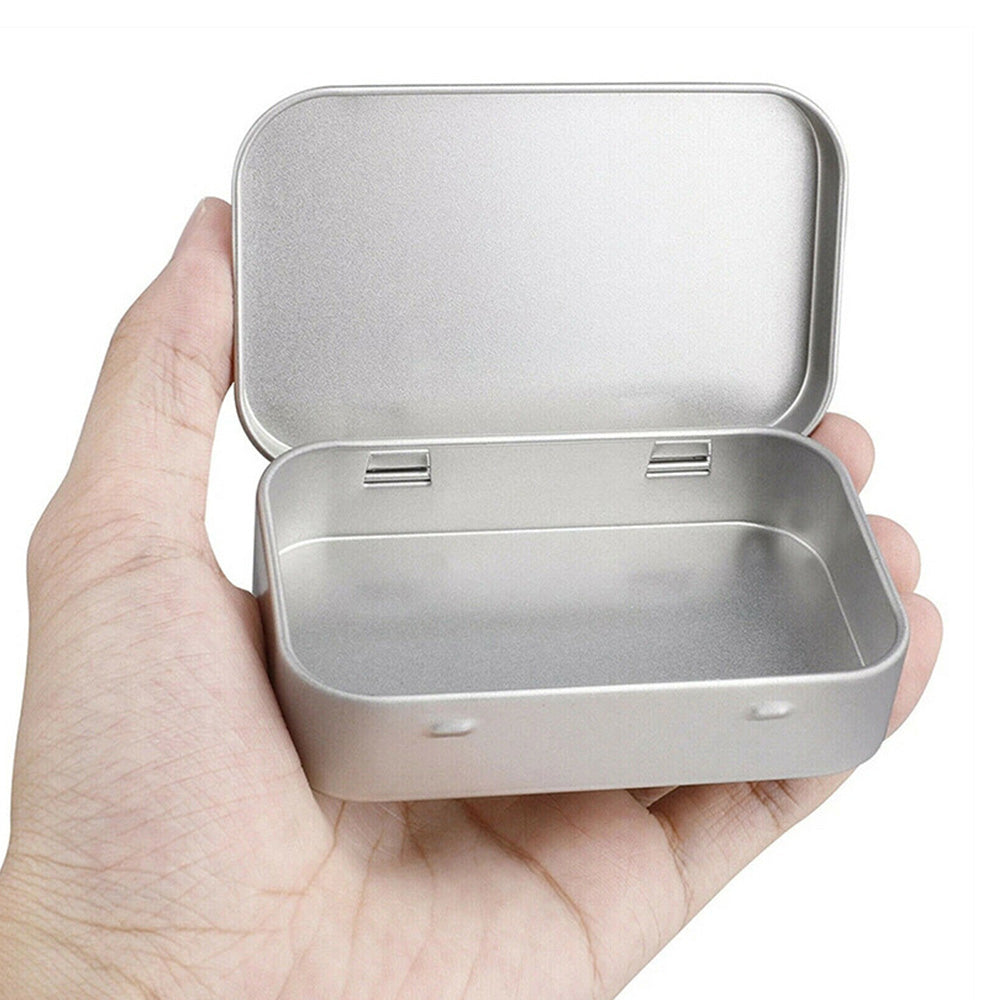 6 PCS Rectangular Small Tin Box with Hinged Lid