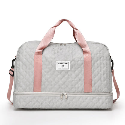 Large Capacity Travel Duffel Bag Versatile Shoulder Crossbody Weekender Bag with Shoe Compartment Grey