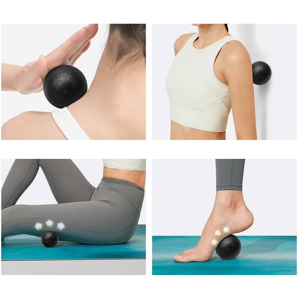 6Pcs Foam Roller Set with Massage Stick and Resistance Band-Black