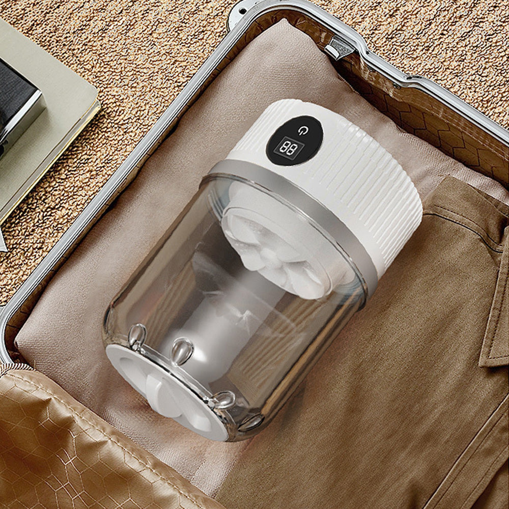 Portable Mini Washing Machine Rechargeable Small Clothes Washer for Travel Use-White