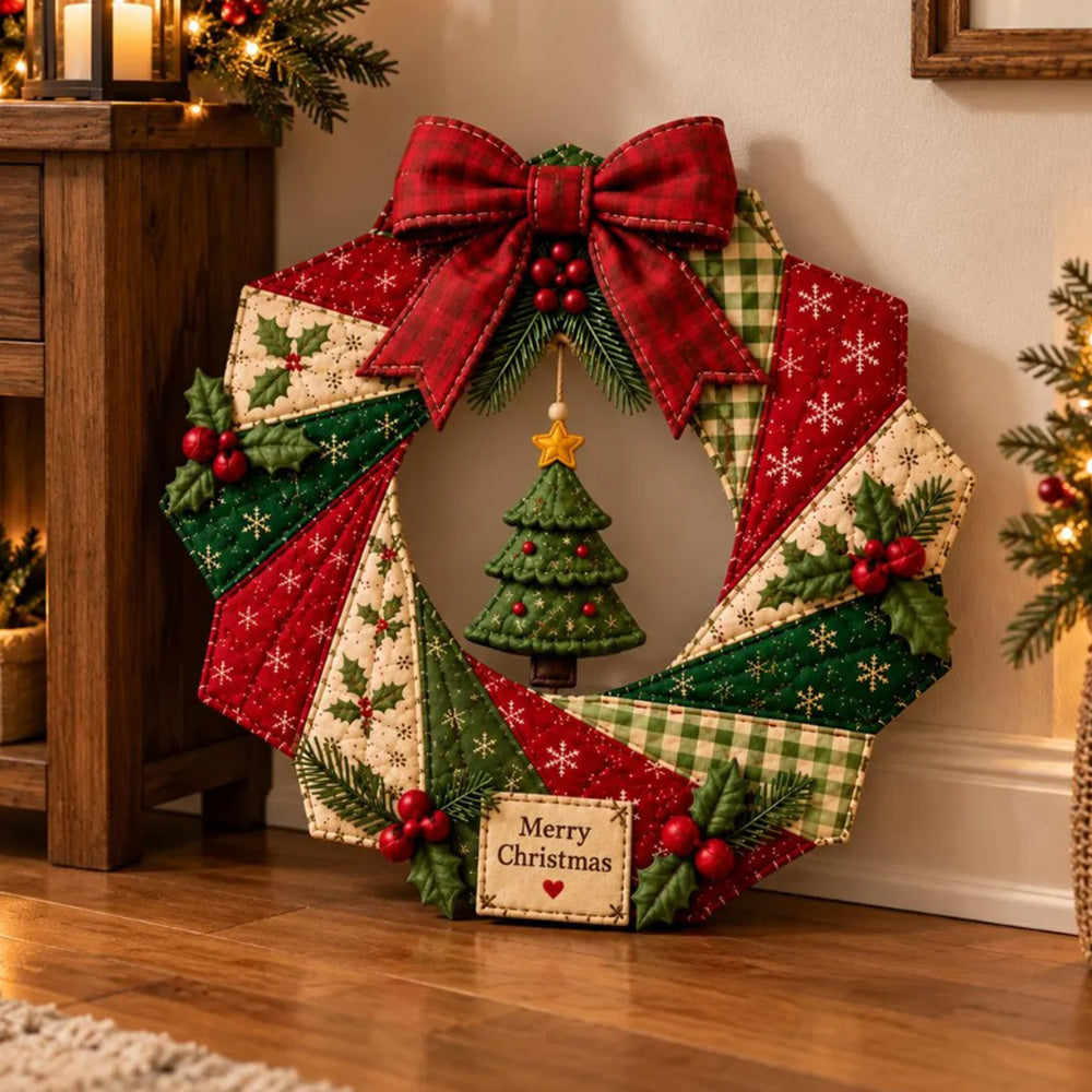 Christmas Wreath DIY Sewing Kit with Precut Fabric for Door Decor - Christmas tree