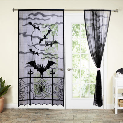 Large Halloween Door Curtain Bat Spider Web Door Cover