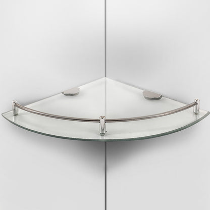 2Pcs Glass Corner Bathroom Shelf with Stainless Steel Guard Rail