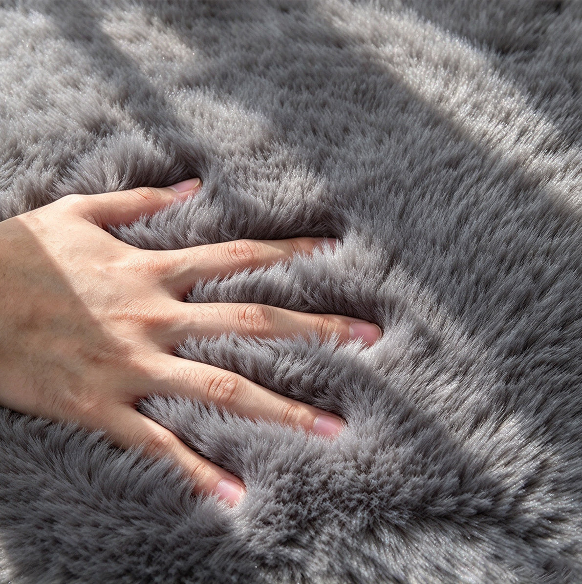 Soft Faux Rabbit Fur Rug for Bedroom Living Room and Bedside - Grey
