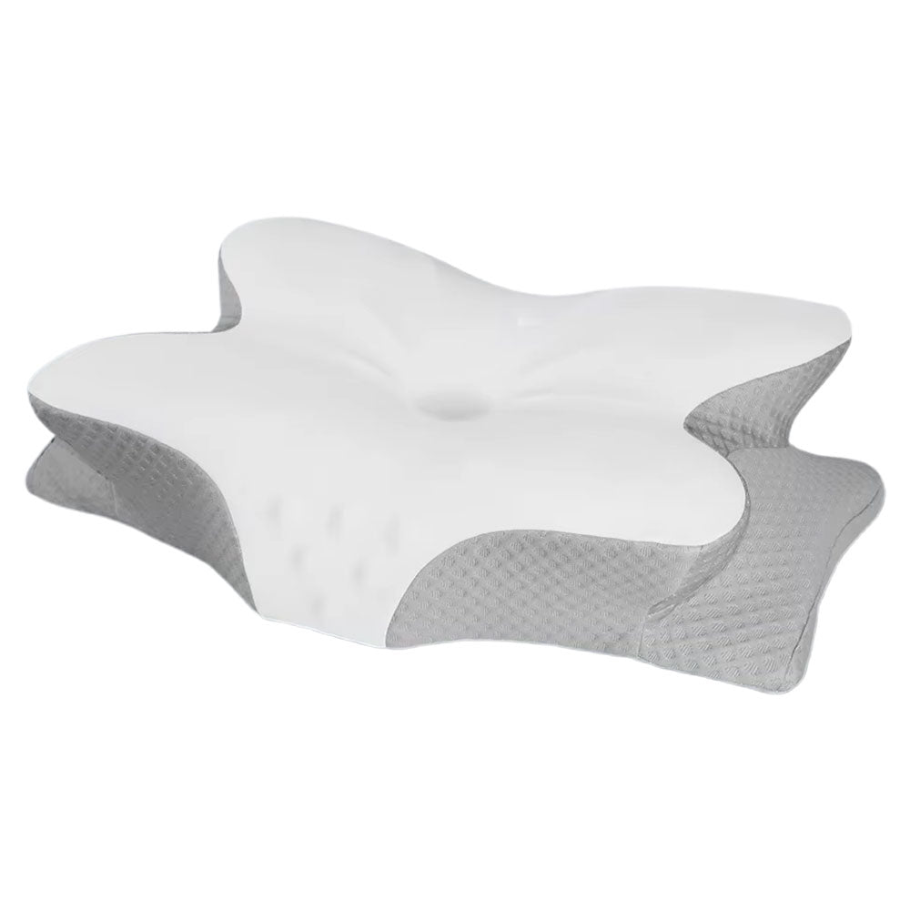 Adjustable Cervical Neck Pillow Ergonomic Memory Foam Pillow for Side Back Stomach Sleeper White and Grey